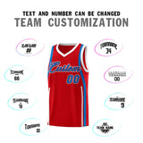 Custom Red Royal-White Ribbon Pattern Basketball Kits