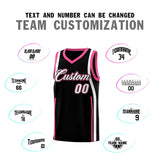 Custom Black Pink-White Ribbon Pattern Basketball Kits