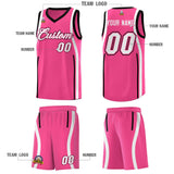 Custom Pink Black-White Ribbon Pattern Basketball Kits