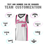 Custom White Pink-Black Ribbon Pattern Basketball Kits