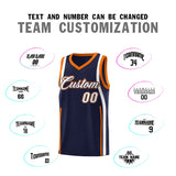 Custom Navy Orange-White Ribbon Pattern Basketball Kits