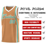 Custom Buckskin Brown Bright Green-White Ribbon Pattern Basketball Kits