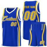 Custom Royal Gold-White Ribbon Pattern Basketball Kits