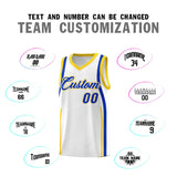Custom White Royal-Gold Ribbon Pattern Basketball Kits