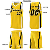Custom Gold Black-White Ribbon Pattern Basketball Kits