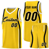 Custom Gold Black-White Ribbon Pattern Basketball Kits