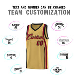 Custom Old Gold Crimson-Black Ribbon Pattern Basketball Kits