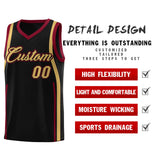 Custom Black Crimson-Old Gold Ribbon Pattern Basketball Kits
