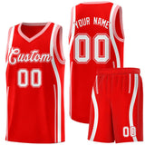 Custom Light Red Light Pink-White Ribbon Pattern Basketball Kits