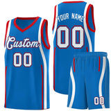 Custom Royal Red-White Ribbon Pattern Basketball Kits