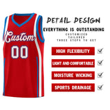 Custom Red Royal-White Ribbon Pattern Basketball Kits