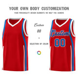 Custom Red Royal-White Ribbon Pattern Basketball Kits