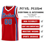 Custom Red Royal-White Ribbon Pattern Basketball Kits