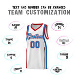 Custom White Royal-Red Ribbon Pattern Basketball Kits