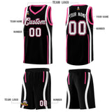 Custom Black Pink-White Ribbon Pattern Basketball Kits