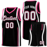 Custom Black Pink-White Ribbon Pattern Basketball Kits