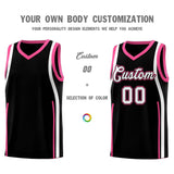 Custom Black Pink-White Ribbon Pattern Basketball Kits