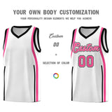 Custom White Pink-Black Ribbon Pattern Basketball Kits