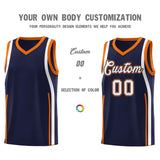 Custom Navy Orange-White Ribbon Pattern Basketball Kits