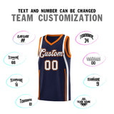 Custom Navy Orange-White Ribbon Pattern Basketball Kits