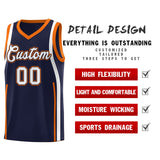 Custom Navy Orange-White Ribbon Pattern Basketball Kits