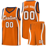 Custom Orange Navy-White Ribbon Pattern Basketball Kits