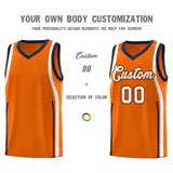 Custom Orange Navy-White Ribbon Pattern Basketball Kits