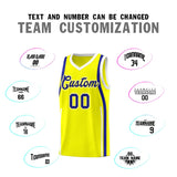 Custom Fluorescent Yellow Royal-White Ribbon Pattern Basketball Kits