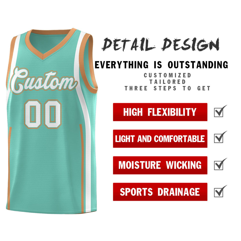 Custom Bright Green Buckskin Brown-White Ribbon Pattern Basketball Kits