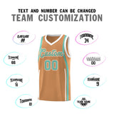 Custom Buckskin Brown Bright Green-White Ribbon Pattern Basketball Kits