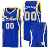 Custom Royal Gold-White Ribbon Pattern Basketball Kits