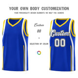 Custom Royal Gold-White Ribbon Pattern Basketball Kits