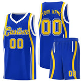Custom Royal Gold-White Ribbon Pattern Basketball Kits