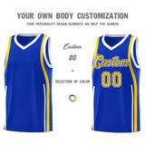 Custom Royal Gold-White Ribbon Pattern Basketball Kits