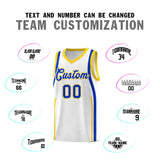 Custom White Royal-Gold Ribbon Pattern Basketball Kits
