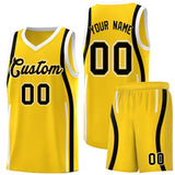 Custom Gold Black-White Ribbon Pattern Basketball Kits
