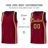 Custom Crimson Old Gold-Black Ribbon Pattern Basketball Kits