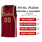 Custom Crimson Old Gold-Black Ribbon Pattern Basketball Kits