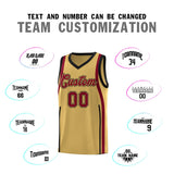 Custom Old Gold Crimson-Black Ribbon Pattern Basketball Kits