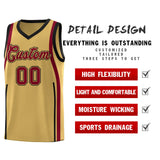 Custom Old Gold Crimson-Black Ribbon Pattern Basketball Kits
