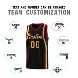 Custom Black Crimson-Old Gold Ribbon Pattern Basketball Kits