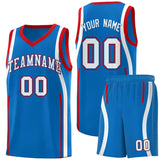 Custom Royal Red-White Ribbon Pattern Basketball Kits