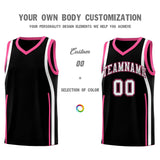 Custom Black Pink-White Ribbon Pattern Basketball Kits