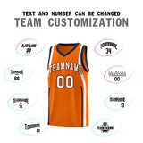 Custom Orange Navy-White Ribbon Pattern Basketball Kits
