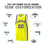 Custom Fluorescent Yellow Royal-White Ribbon Pattern Basketball Kits