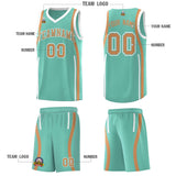 Custom Bright Green Buckskin Brown-White Ribbon Pattern Basketball Kits
