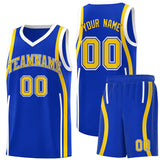 Custom Royal Gold-White Ribbon Pattern Basketball Kits