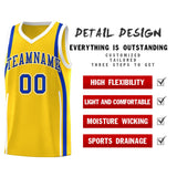 Custom Gold Royal-White Ribbon Pattern Basketball Kits