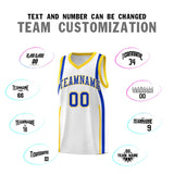 Custom White Royal-Gold Ribbon Pattern Basketball Kits