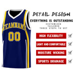 Custom Navy Gold-White Ribbon Pattern Basketball Kits